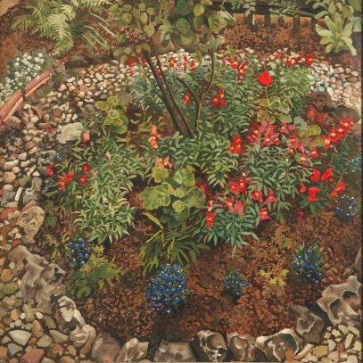 Cookham Rise Cottages, c.1935-6, Private Collection, Oil on canvas, photo-Estate of Stanley Spencer